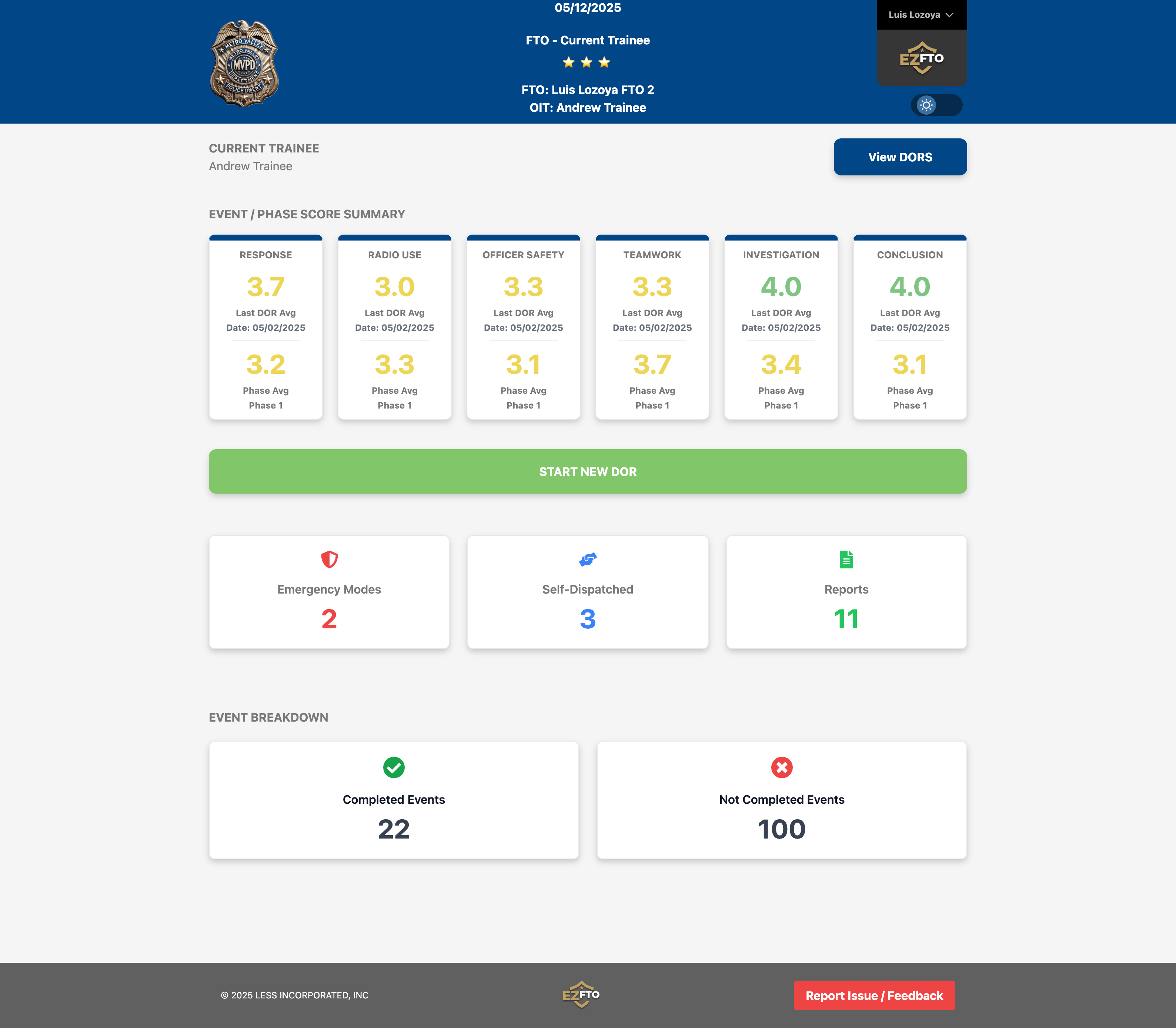 Start Day Interface